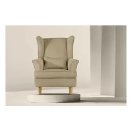 Konsimo Ohrensessel Stralis Textil 82 x 108 x 80 cm Creme mit Kissen