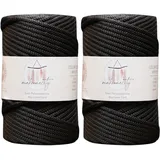 Makromecity 2 Strang Makramee Garn 5mm x 95m Premium Polyester Makramee Schnur Polypropylene Basteln für Wandbehänge Umhängetasche Handtasche Runner Schnullerkette Platzteller (Schwarz)