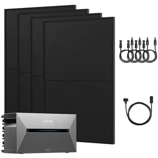 Anker Balkonkraftwerk Full Black Bifacial 2000 W inkl. 1 x 1600 Wh Anker Solix Solarbank 2 Speicher