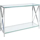 Beliani Audet Konsolentisch 120 x 40 x 76 cm Silber/Transparent