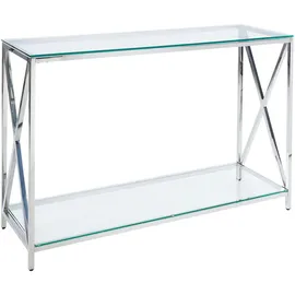 Beliani Audet Konsolentisch 120 x 40 x 76 cm Silber/Transparent
