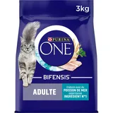 Purina One Adult - Seefisch und Vollkornprodukte - 3 kg - Trockenfutter für Katzen - 4er-Pack