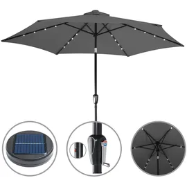 Kingsleeve Sonnenschirm LED Beleuchtung UV Schutz 80+ Solar Schutzhülle 270cm Groß Kurbel Knickbar Balkon Terrasse Gartenschirm Marktschirm