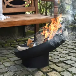 vidaXL Esschert Design Feuerschale Schräglage Schwarz Stahl FF402 : Farbe - Schwarz