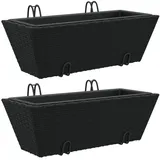 vidaXL Blumentopf Pflanzkasten mit Haken 2 Stk. Schwarz Poly Rattan (1 St) schwarz