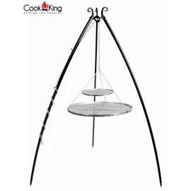 CookKing Schwenkgrill 200 cm - Doppelrost aus Edelstahl 80 cm + 40 cm