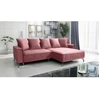 Fun Möbel Ecksofa Schlafsofa Sofa FLORENCE Stoff Element Altrosa Ottomane Rechts - Rosa
