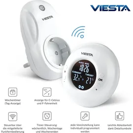 Umbrella TH20 Funk-Steckdosenthermostat (230V/3600W) – Digital, programmierbar, mit Fernbedienung, Wochenprogramm, Timer, 2,4 Ghz Funksteuerung, Komfort-/automatik-/manuell-modi, Frostschutz – Eeprom-speicher