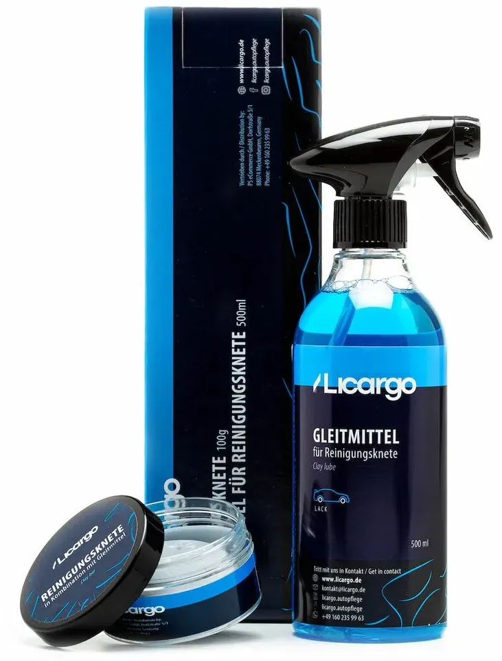 Lackknete Reinigungsknete Set LICARGO - 100 g Knete mit 500 ml Gleitmittel