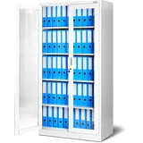 Jan Nowak Aktenschrank C012 Glasvitrine Büroschrank Universalschrank Flügeltürschrank Stahlblech Pulverbeschichtung abschließbar 185 cm x 90 cm x 40 cm (Weiß)