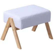 Relaxdays Fußhocker Bambus Polyester 30 x 40 x 28 cm Creme/Hellbraun