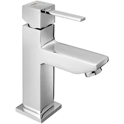 Waschtischarmatur WELLTIME "Trento", grau (chromfarben), B:5cm H:15,6cm T:14,7cm, Messing, Armaturen, wassersparende Eco-Click-Funkt,inkl. Pop-Up
