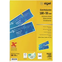 Sigel LP714 Eintrittskarten zum Selberdrucken, 180x55 mm, 100 Stück (20 Blatt), mit Abriss