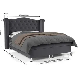 4mybaby GmbH Boxspringbett Saturn Bonellfederkern inkl. 7-Zonen Topper T-30 - Boxspringbett mit Bettkasten, mit Lieferung - Blau