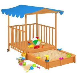 vidaXL Kinderspielhaus mit Sandkasten Tannenholz Blau UV50