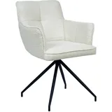 Novel Armlehnstuhl, Schwarz, Creme, Metall, Textil, Rundrohr, Drehkreuz, 58x84x62.5 cm, Sitzfläche 180° drehbar, automatische Rückholfunktion, Esszimmer, Stühle, Esszimmerstühle, Armlehnenstühle