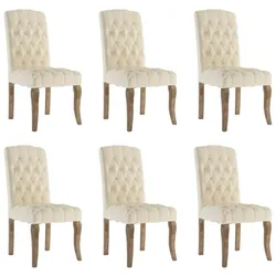 vidaXL Esszimmerstühle 6 Stk. Beige Leinen-Optik Stoff