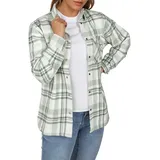 denimfy Damen kariert Baumwolle warm dickes Material Hemdjacke Overshirt DFIsabella Regular Fit Regular Fit Knopfleiste L