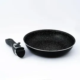 HERZBERG HG-5000: 10-Teiliges Kochgeschirrset mit Marmorbeschichtung schwarz - Schwarz
