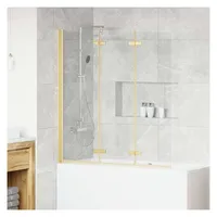 vidaXL Elijah Duschwand rechts 130 x 138 cm Gold transparent