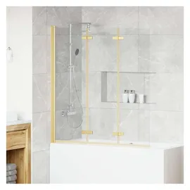 vidaXL Elijah Duschwand rechts 130 x 138 cm Gold transparent