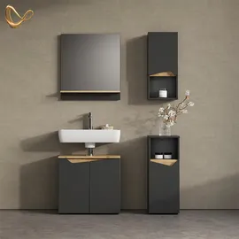 livinity® Badschrank, Anthrazit, 30 x 67 cm mit Tür und offenem Fach