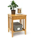 Relaxdays Bambus Beistelltisch mit Schublade Hellbraun