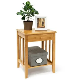 Relaxdays Bambus Beistelltisch mit Schublade Hellbraun