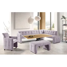exxpo - sofa fashion Essbank EXXPO - SOFA FASHION "Barista, bequem und elegant, hohe Bodenfreiheit", rosa (powder rose), B:265cm H:83cm T:199cm, Sitzbänke, Essbank, Eckbank Barista bequem und elegant, hochwertige Detailverarbeitung