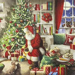 Home Fashion®, Santa brings Gifts, Lunch-Servietten aufgefaltetes Maß 33 cm x 33 cm, im Viertelfalz, 20 Stück pro Pack, 12 Pack pro Karton