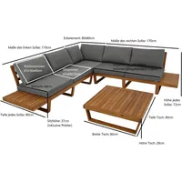 DEGAMO Lounge Set Cartagena, Akazie geölt, mit Polster grau Fsc®-zertifiziert