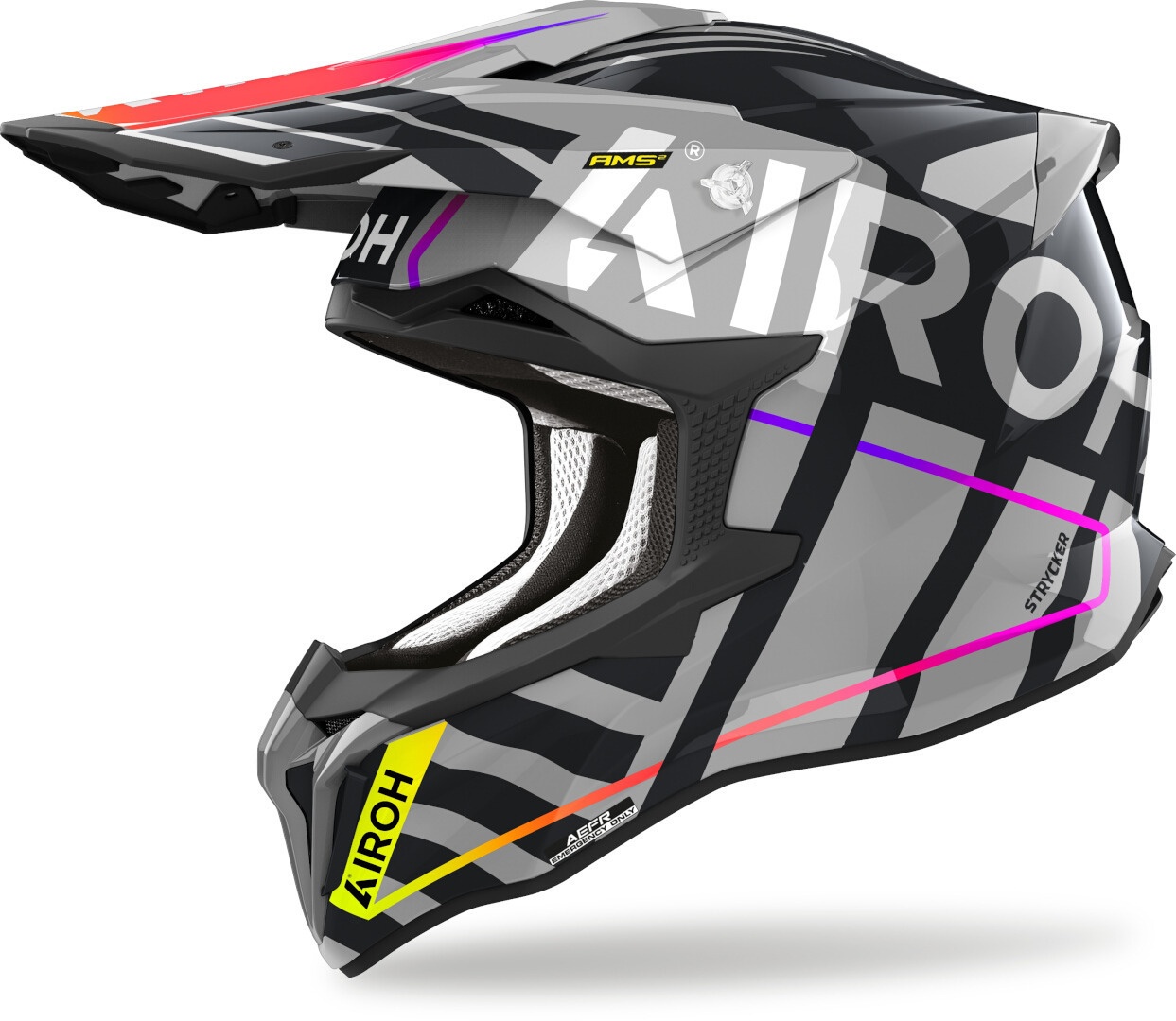 Airoh Strycker Brave Motorcross Helm, zwart-grijs, M