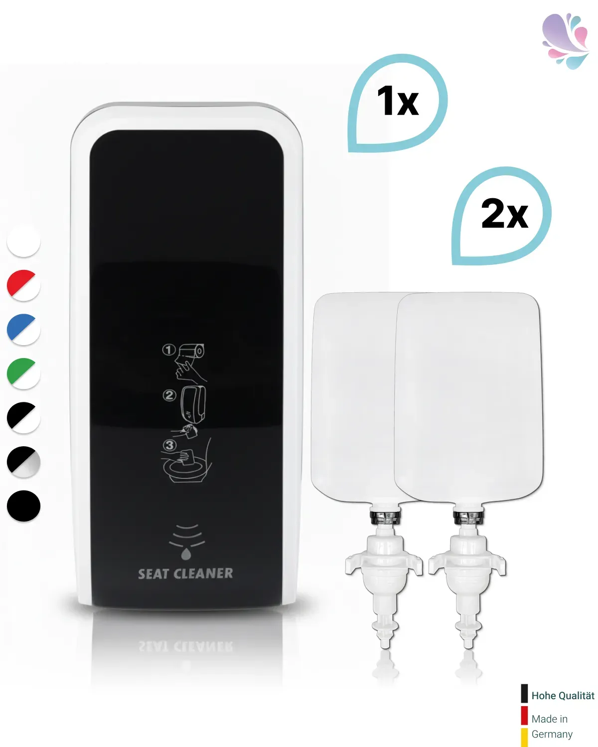 SET: SENSOR Spender für Toilettensitzreinigung Blanc Cosmos versch. Farben+2x 1-Liter Toilettensitzreinigungsschaum - PRODUKTSET