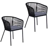 Estexo Gartenstuhl Lounge Stuhl 2er Set Gartensessel 56 x 76 x 56 cm schwarz