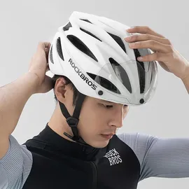 ROCKBROS Fahrradhelm mit Glas, abnehmbare Gläser mit Uv-Schutz, Unisex - Braun - Bronze