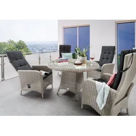Destiny PALMA LUNA«, 4 Hochlehner, 1x Tisch, inkl. Auflagen), Aluminium, Polyrattan weiß