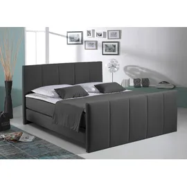 Home Affaire Boxspringbett HOME AFFAIRE "Portland", grau (anthrazit), B:108cm L:216cm, Strukturstoff-Bezug (100% Polyester), , Komplettbetten, Boxspringbett, in 3 Breiten, 3 Matratzenarten und 2 Härtegraden, incl. Topper