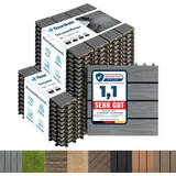 WPC Fliesen Terrassenfliesen Klickfliesen Balkonfliesen wetterfest Classic Grau 30x30 cm 22 Stück (2m2) - Grau