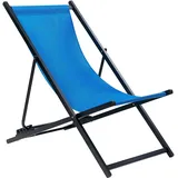 Beliani Liegestuhl Locri II 60 x 79 x 95 cm blau/schwarz klappbar