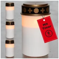 Novaliv LED Grablicht ohne Batterie und Timer 6/18 weiß 4x Dauerbrenne in Weiß | Gr.: onesize