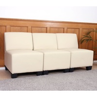 MCW Modular 3-Sitzer Sofa Moncalieri, Kunstleder ~ creme, ohne Armlehnen