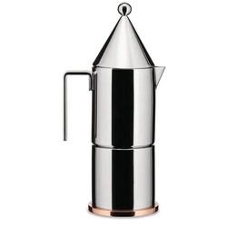 Alessi Espressokocher La Conica für 3 Tassen, 0,15l Kaffeekanne silberfarben