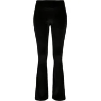 URBAN CLASSICS Ladies High Waist Velvet Boot Cut Leggings