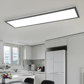 GLOBO Aufbau Panel in rechteckiger Form Alu Deckenpanel weiß graphit ultraflach Deckenleuchte sehr hell, LED 24 Watt 1500 Lumen 3000K warmweiß, LxBxH 80x20x7,5cm, Büro Flur