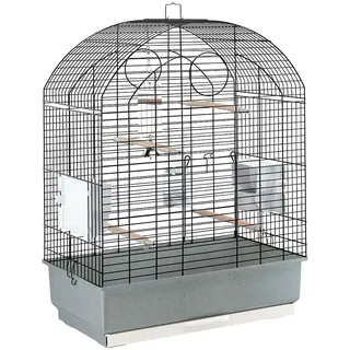 Ferplast Vogelkäfig Wellensittich Käfig Exotenkäfig, inkl. Vogelspielzeug, Vogel-Futternapf, Vogel-Sitzstangen, 59 x 33 x h 80 cm Nero
