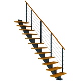 DOLLE Mittelholmtreppe Hamburg (Breite: 75 cm, Gerade, Anthrazitgrau, Farbe Stufen: Eiche, Natur, Geschosshöhe: 259 – 301 cm)