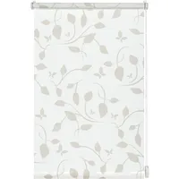 GARDINIA EasyFix Rollo mit Blättern weiß beige 120 x 150 cm
