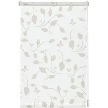 GARDINIA EasyFix Rollo mit Blättern weiß beige 120 x 150 cm