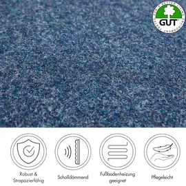 Andiamo Teppichboden ANDIAMO "Invita, Nadelvlies, Gesamthöhe 5 mm, Luxusklasse LC1", blau (denim), B:200cm L:300cm, Kunstfaser, Teppiche, melierte Optik, Breite 200 cm oder 400 cm, robust & strapazierfähig