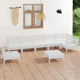 vidaXL Garten-Lounge-Set 8-tlg. Massivholz Kiefer weiß